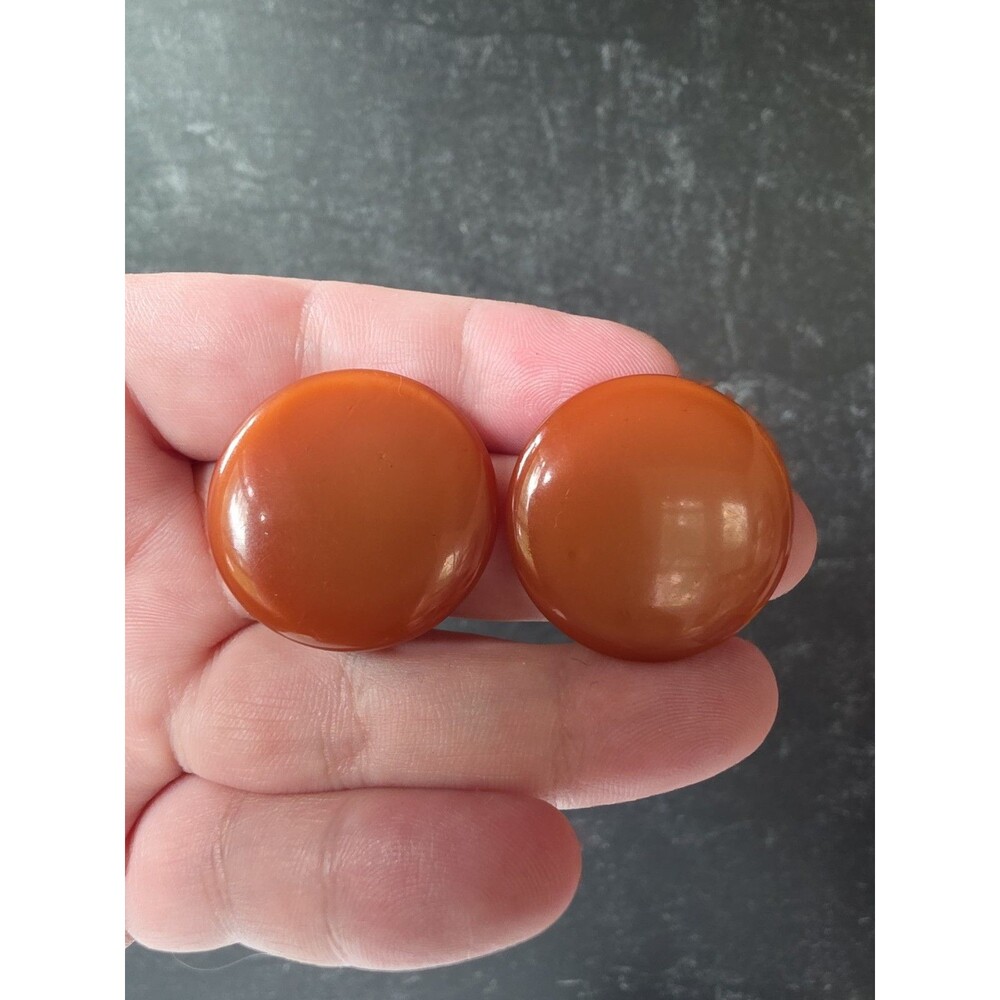 Circular Apricot Colored Clip-on Earrings Vintage Costume Jewelry